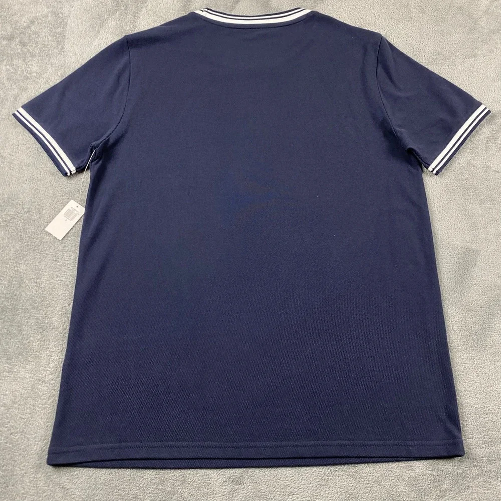 Old Navy Mens S T-Shirt Navy Blue Pique Knit White Contrast Trim NWT